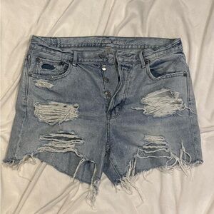 American Eagle Outfitters Light Blue Distressed Jean Shorts